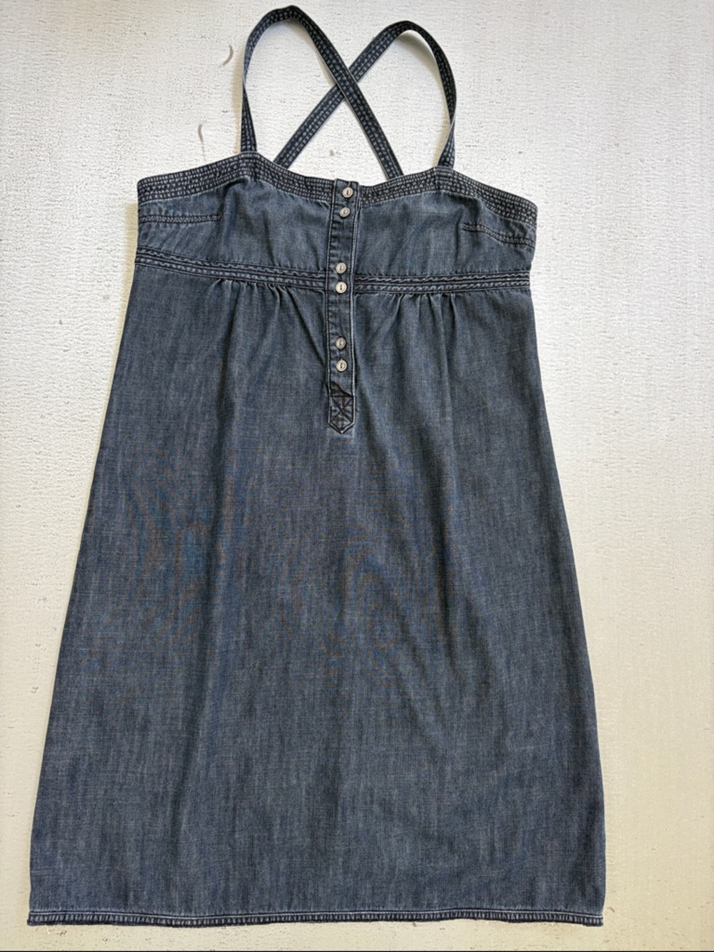 Women's Dark Denim Mini Dress with Crossback Straps